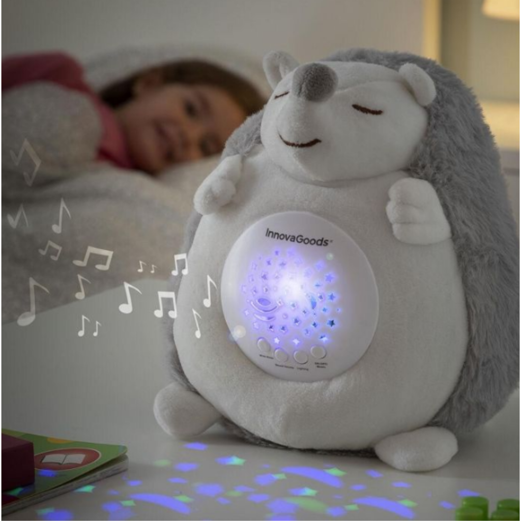 Erizo de Peluche con Ruido Blanco y Proyector Quitamiedos