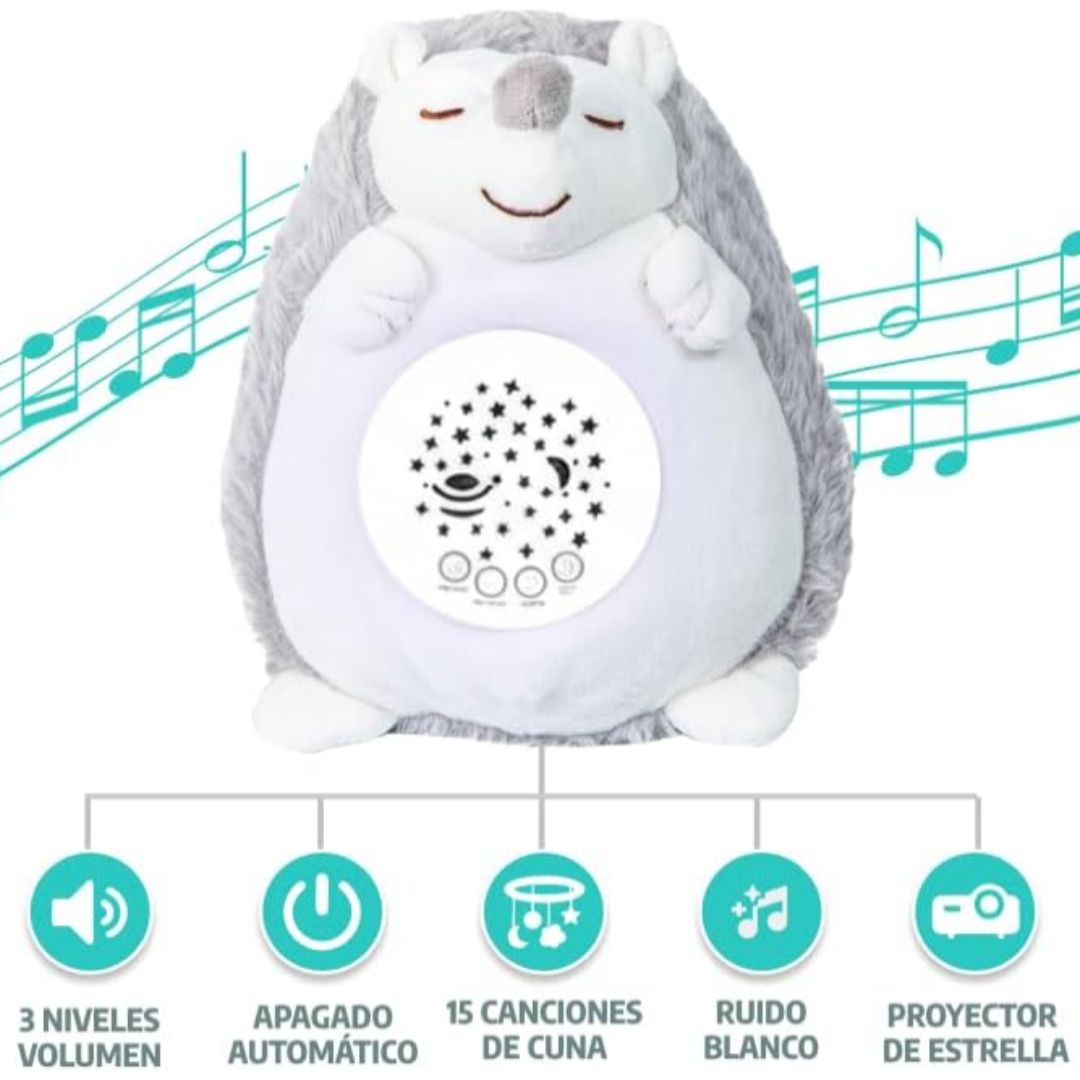Erizo de Peluche con Ruido Blanco y Proyector Quitamiedos