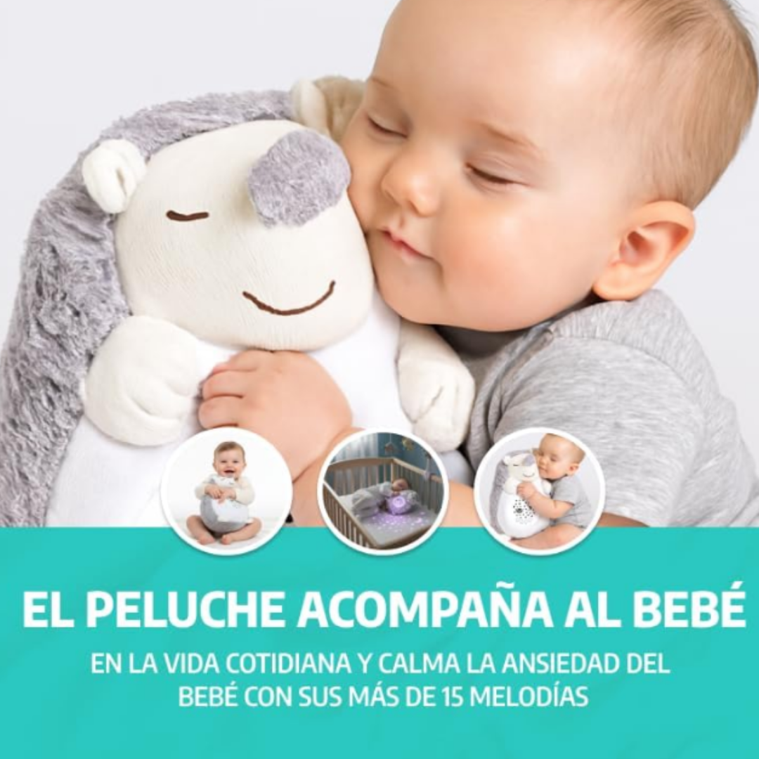 Erizo de Peluche con Ruido Blanco y Proyector Quitamiedos