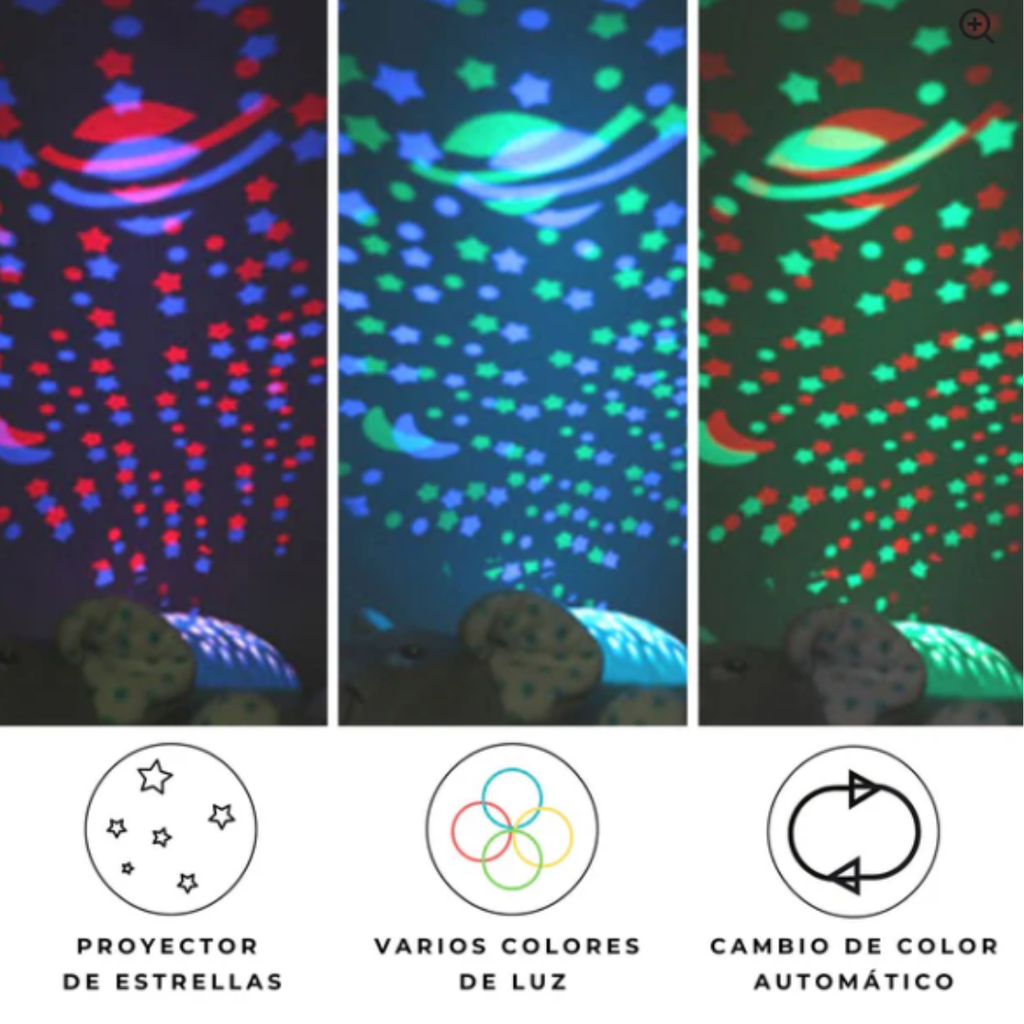 Erizo de Peluche con Ruido Blanco y Proyector Quitamiedos